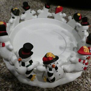 PartyLite Frolicking Frostys 3 Wick Candle Holder NWOT